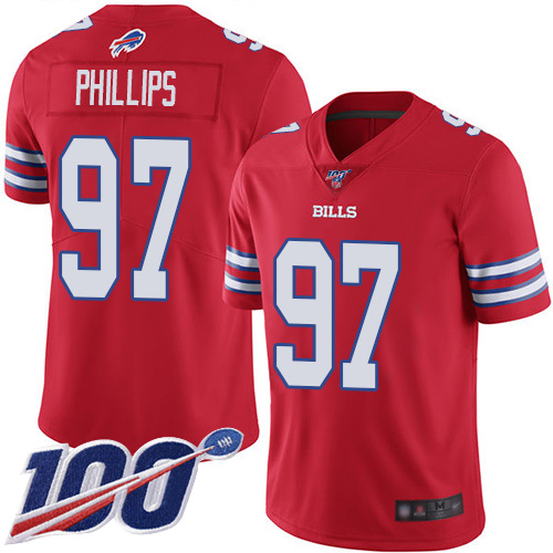 Men Buffalo Bills #97 Jordan Phillips Limited Red Rush Vapor Untouchable 100th Season NFL Jersey->buffalo bills->NFL Jersey